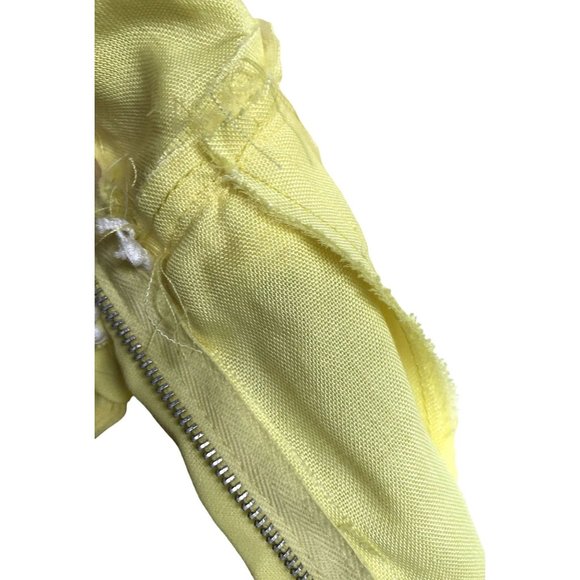 1960-70s Vintage Formal Dress Yellow Linen & Sheer Overlay Maxi Teens Womens XXS - Picture 9 of 11